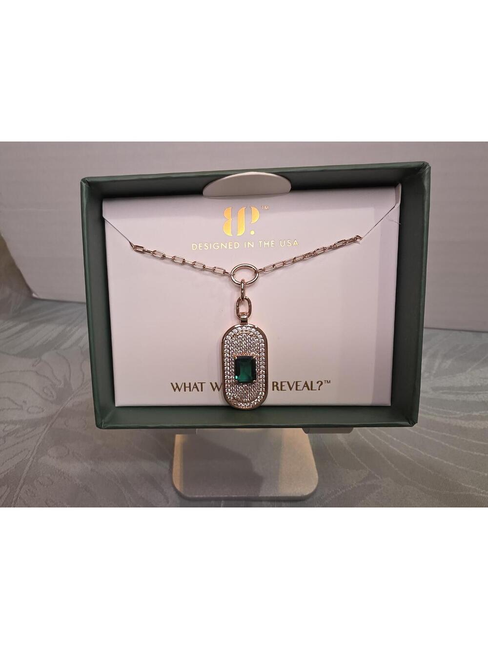Rose Gold Lab-Created Emerald Pendant Necklace with Extender